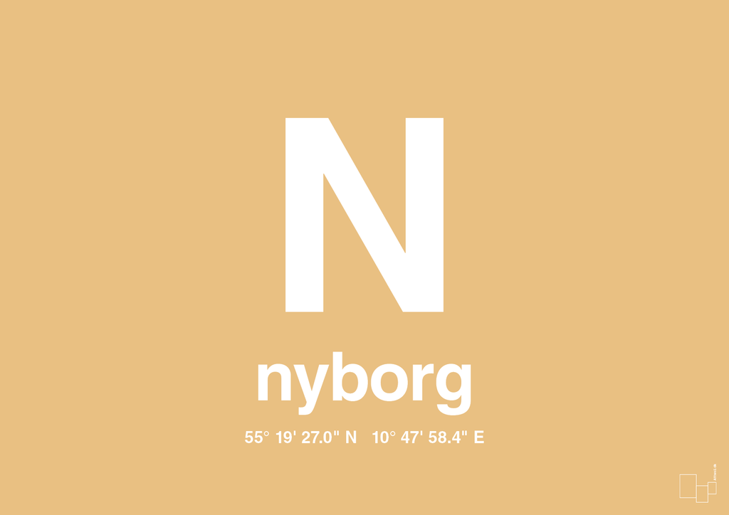 plakat: byplakat nyborg med koordinater - charismatic-Byer-A1two3