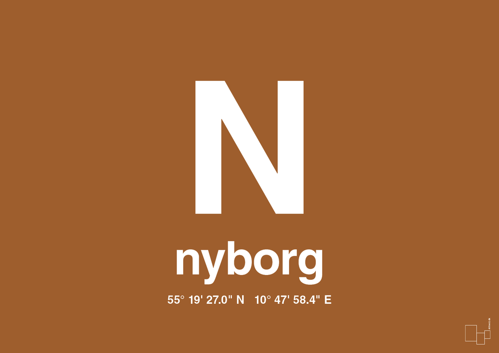 plakat: byplakat nyborg med koordinater - cognac-Byer-A1two3