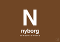 plakat: byplakat nyborg med koordinater - dark brown-Byer-A1two3