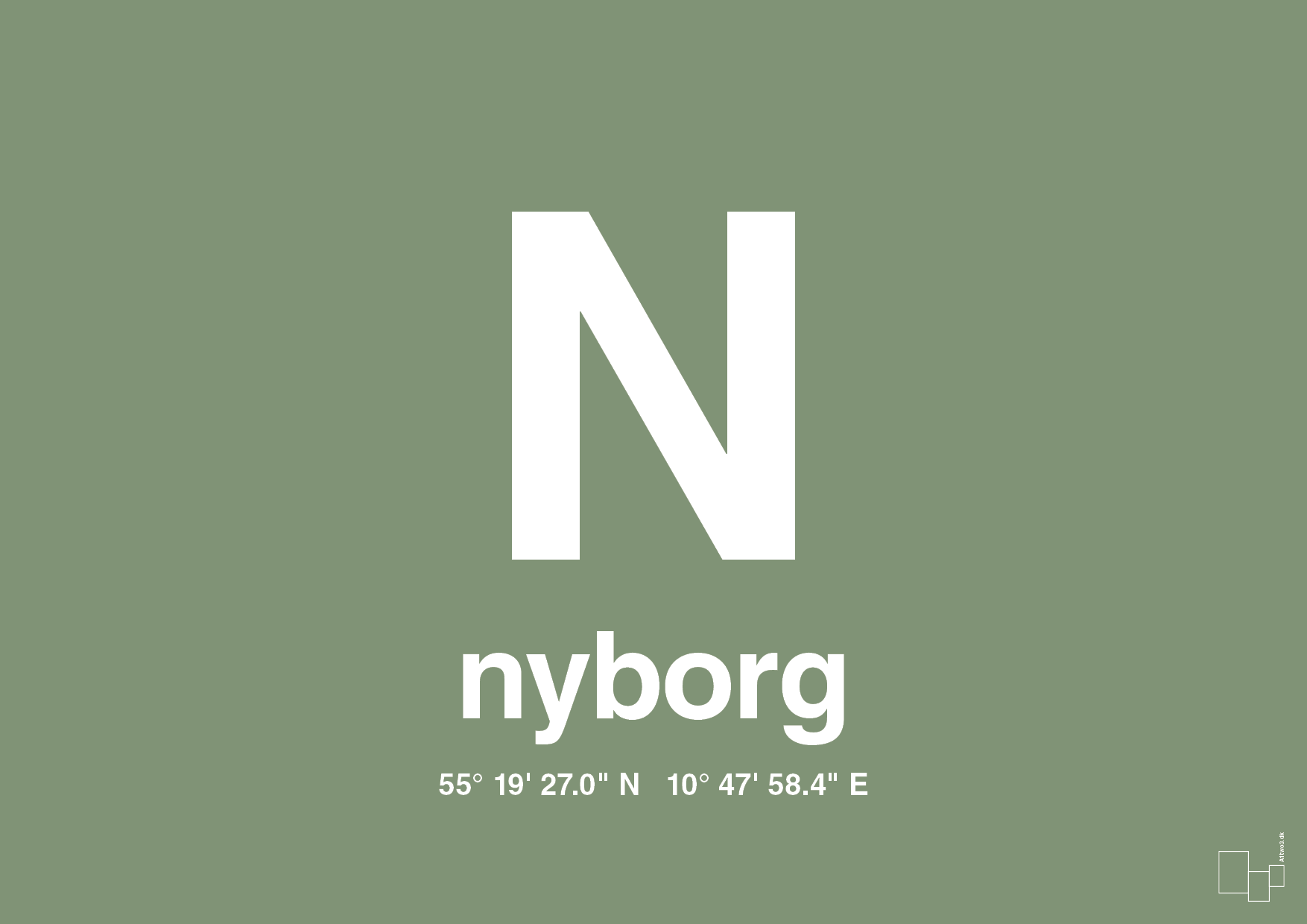 plakat: byplakat nyborg med koordinater - jade-Byer-A1two3