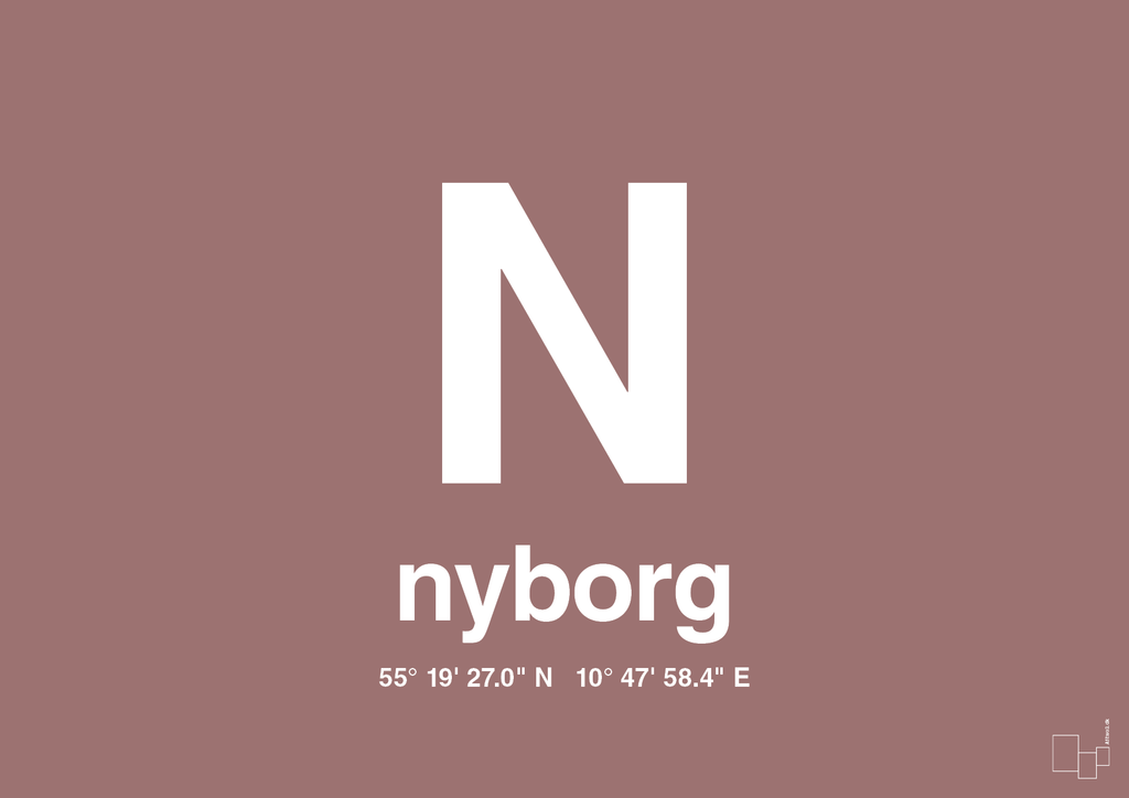 plakat: byplakat nyborg med koordinater - plum-Byer-A1two3