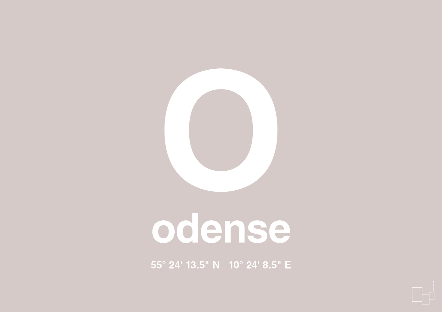 plakat: byplakat odense med koordinater - broken beige-Byer-A1two3