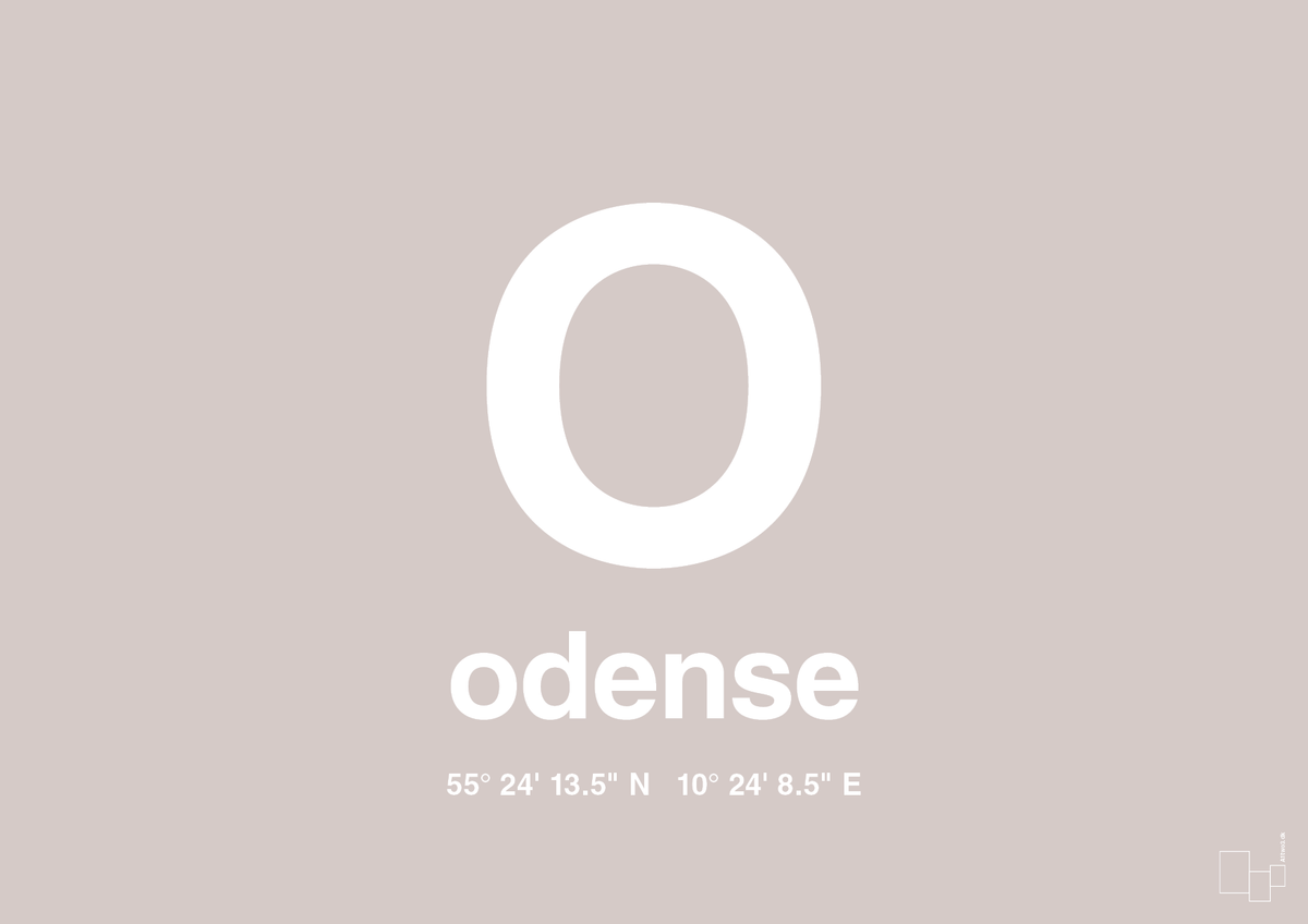 plakat: byplakat odense med koordinater - broken beige-Byer-A1two3