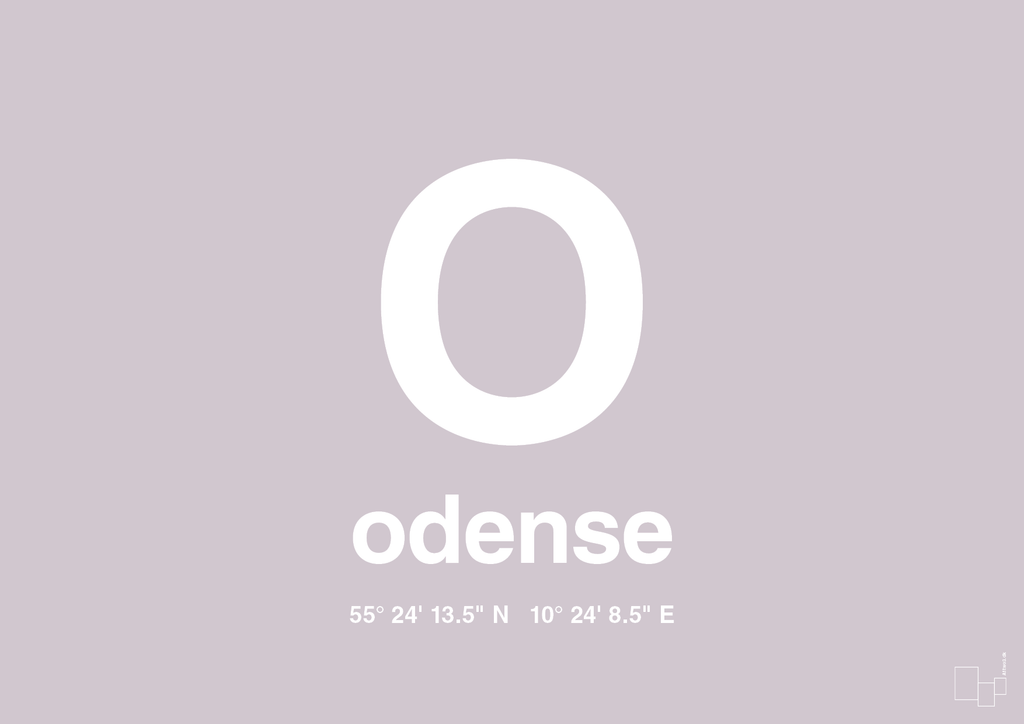 plakat: byplakat odense med koordinater - dusty lilac-Byer-A1two3