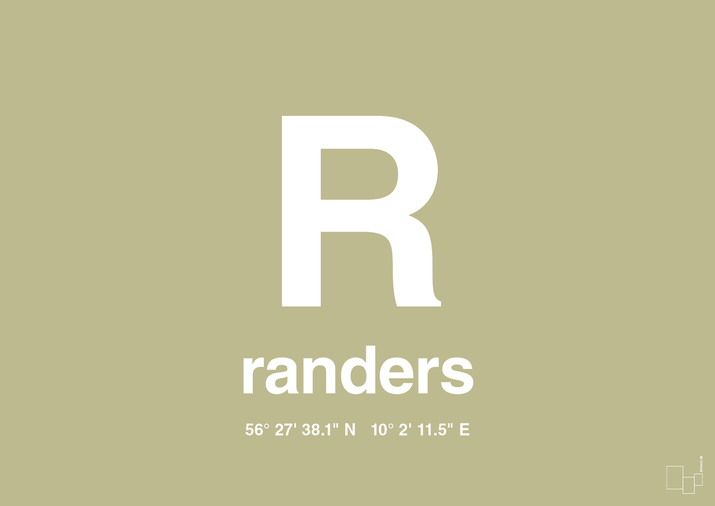 plakat: byplakat randers med koordinater - back to nature-Byer-A1two3