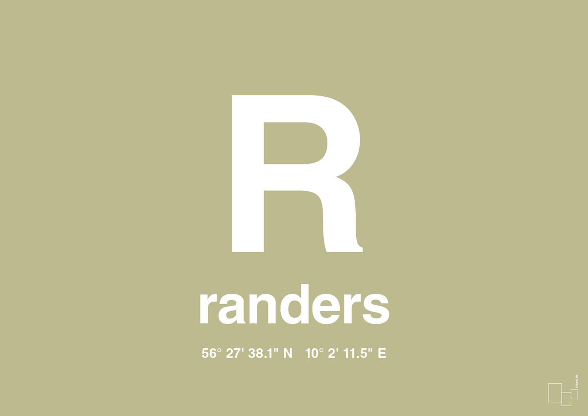 plakat: byplakat randers med koordinater - back to nature-Byer-A1two3