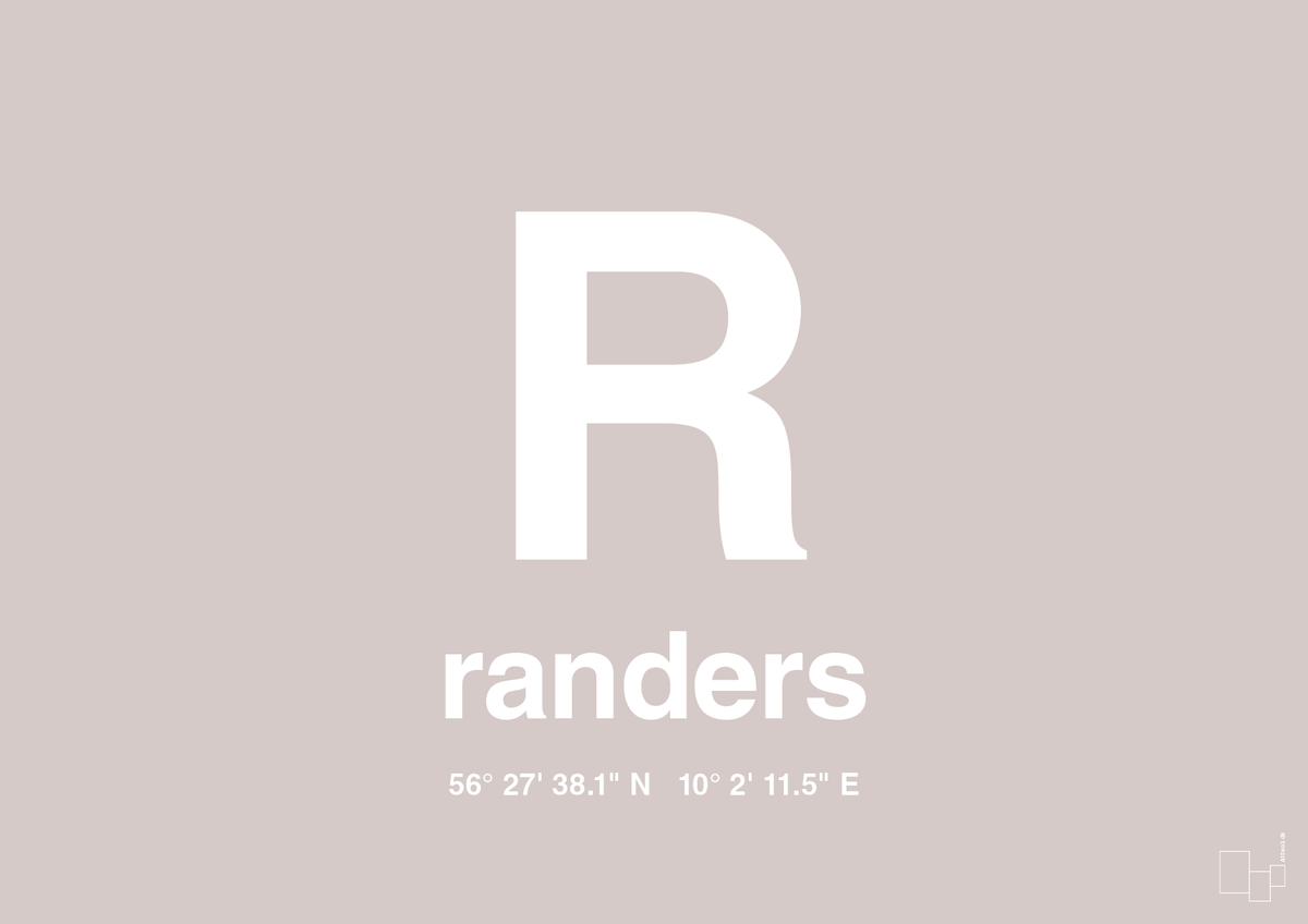 plakat: byplakat randers med koordinater - broken beige-Byer-A1two3