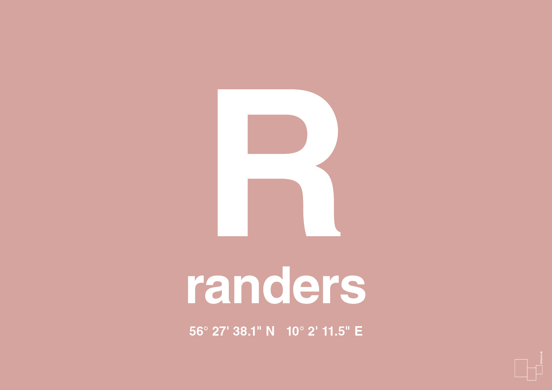 plakat: byplakat randers med koordinater - bubble shell-Byer-A1two3
