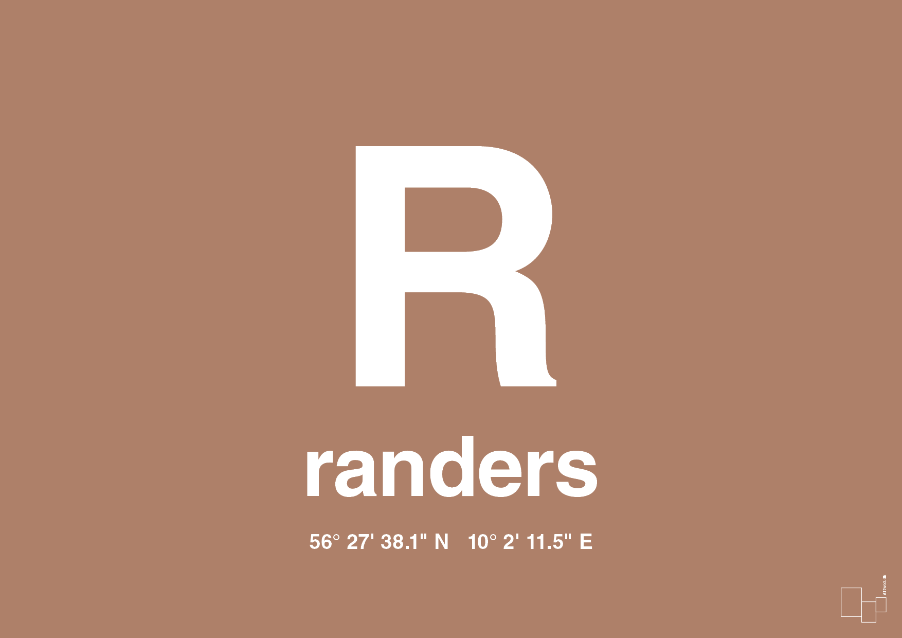 plakat: byplakat randers med koordinater - cider spice-Byer-A1two3