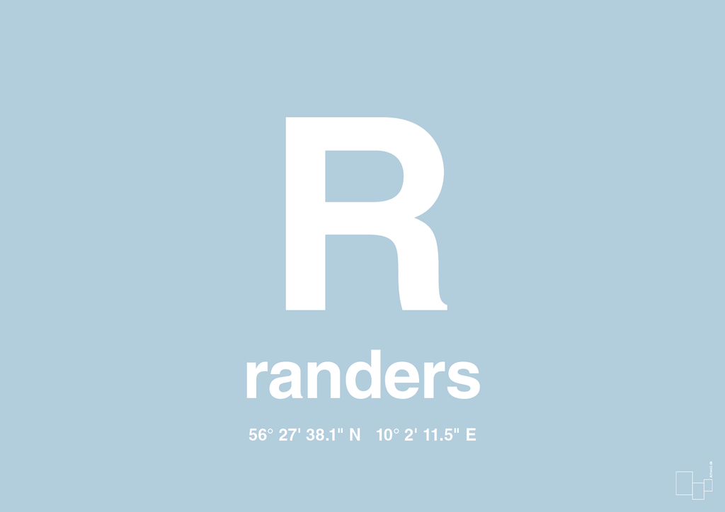 plakat: byplakat randers med koordinater - heavenly blue-Byer-A1two3