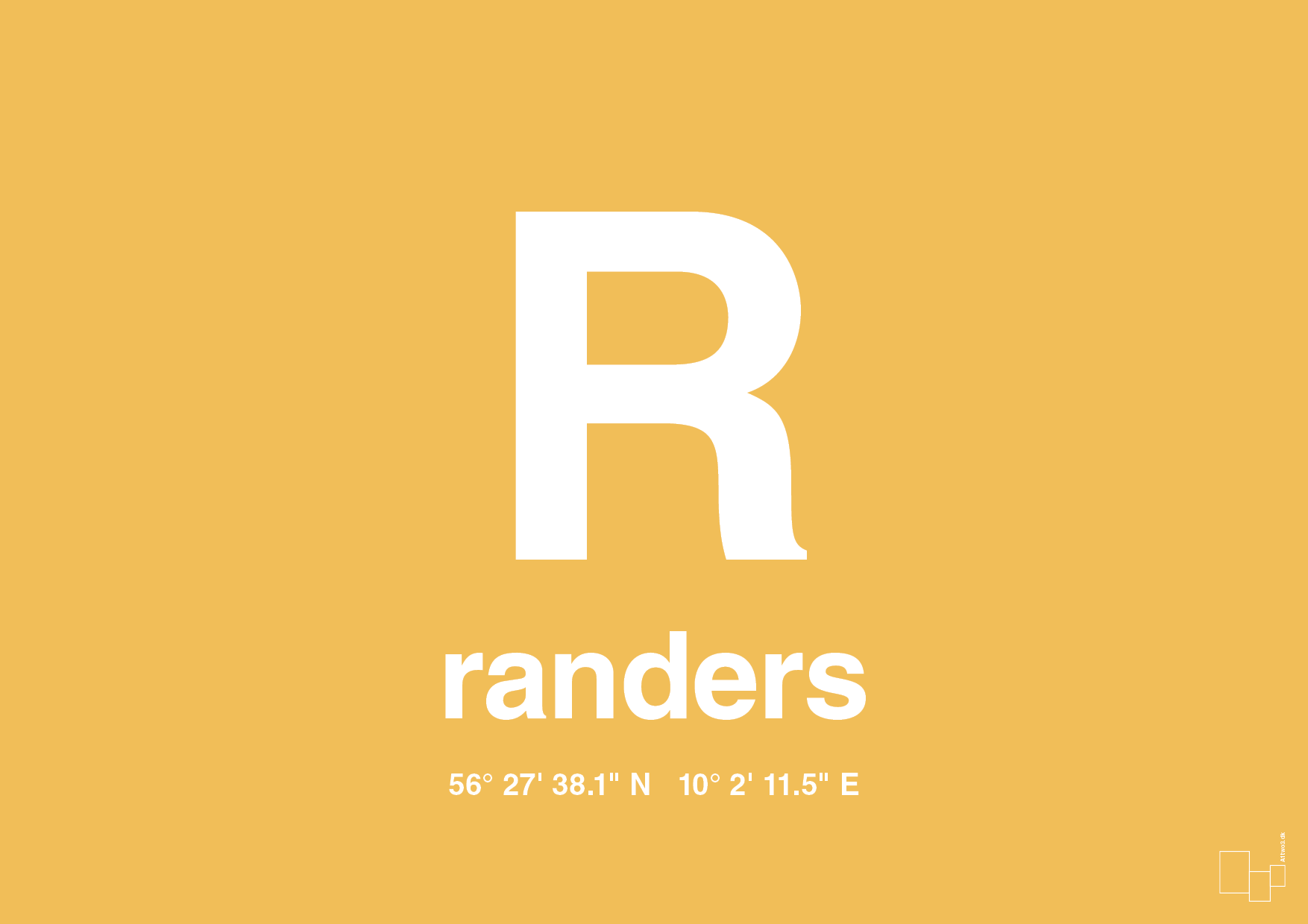 plakat: byplakat randers med koordinater - honeycomb-Byer-A1two3