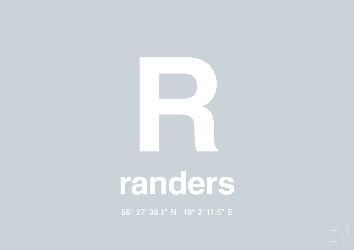 plakat: byplakat randers med koordinater - light drizzle-Byer-A1two3