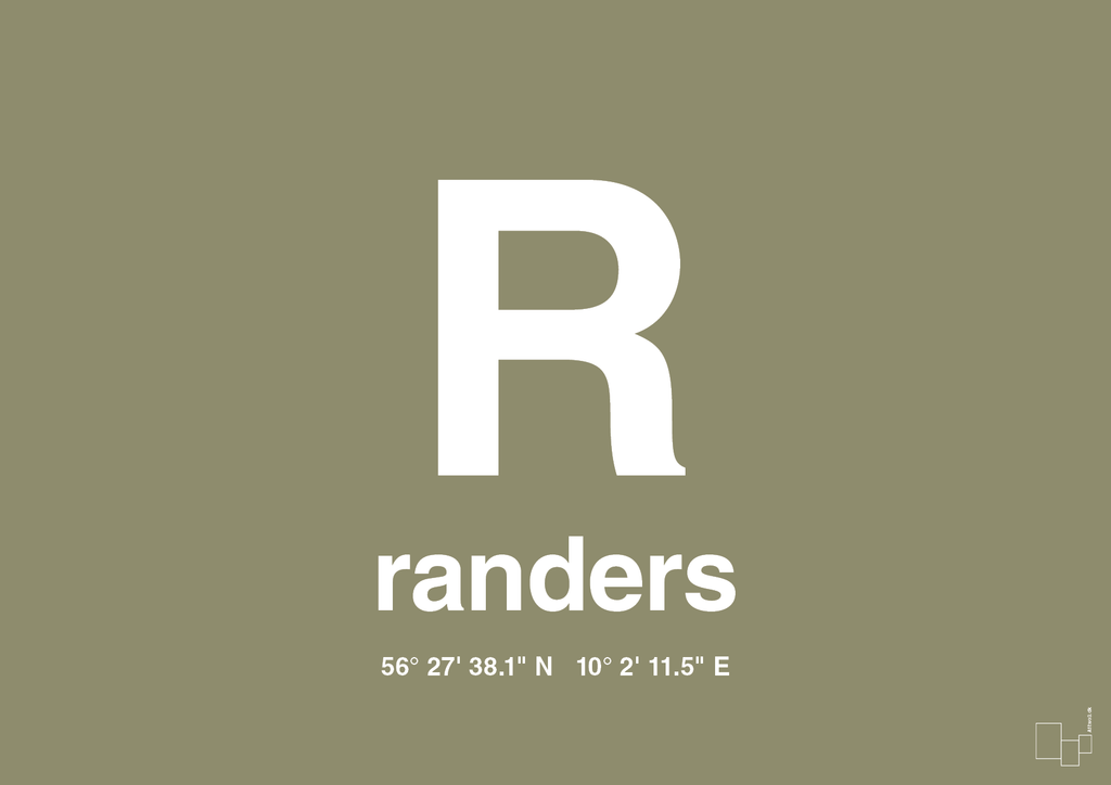 plakat: byplakat randers med koordinater - misty forrest-Byer-A1two3