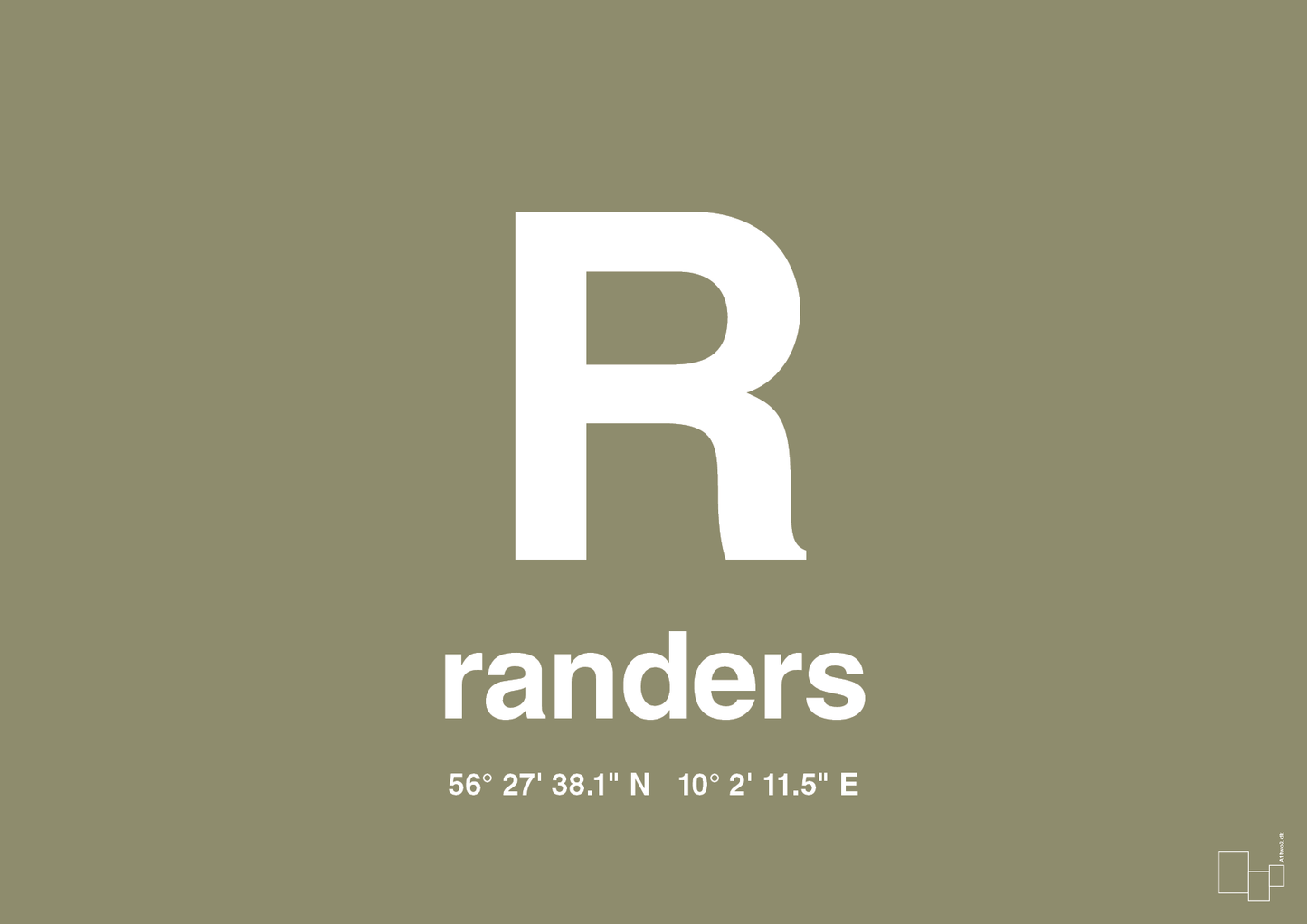 plakat: byplakat randers med koordinater - misty forrest-Byer-A1two3