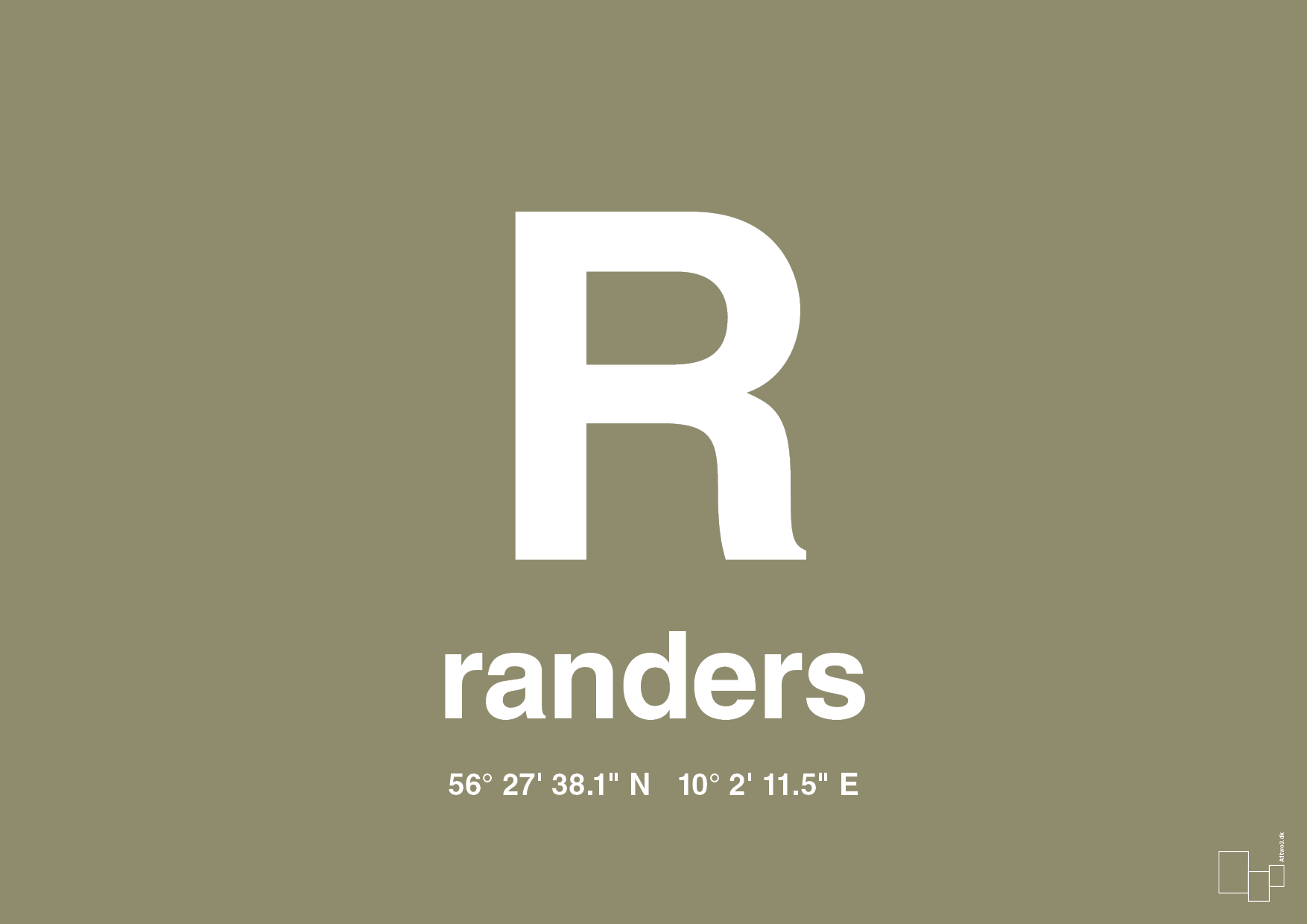 plakat: byplakat randers med koordinater - misty forrest-Byer-A1two3
