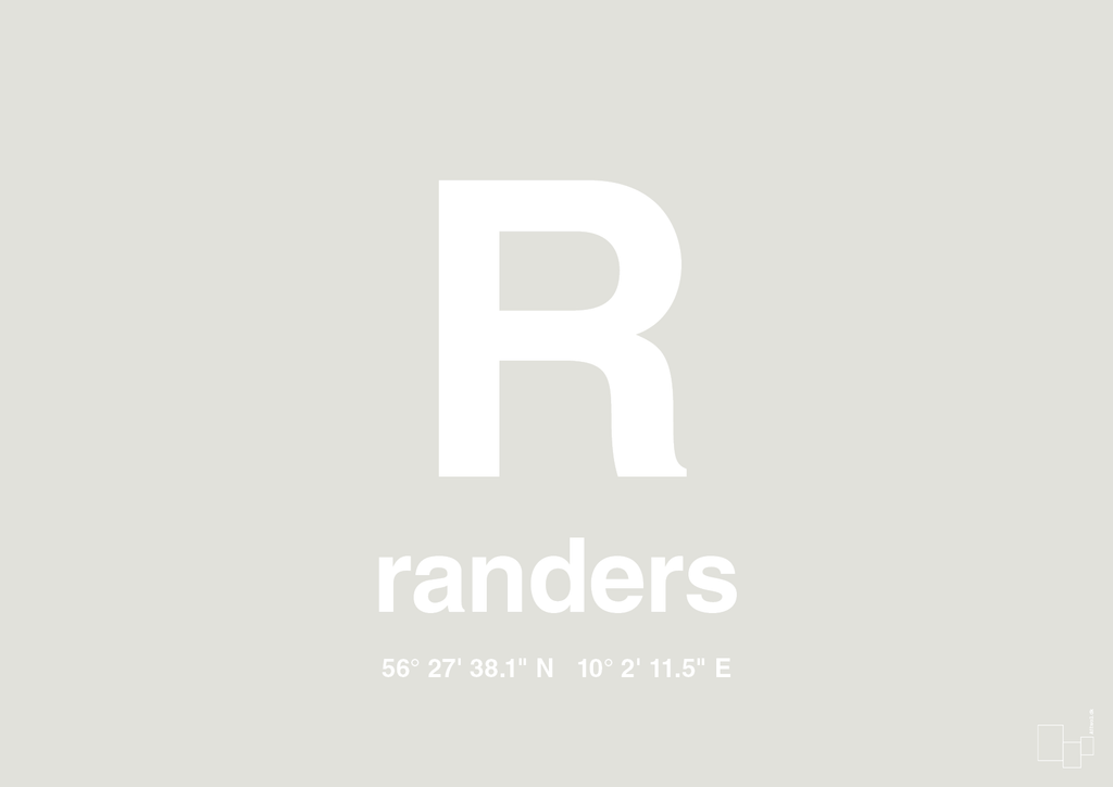 plakat: byplakat randers med koordinater - painters white-Byer-A1two3