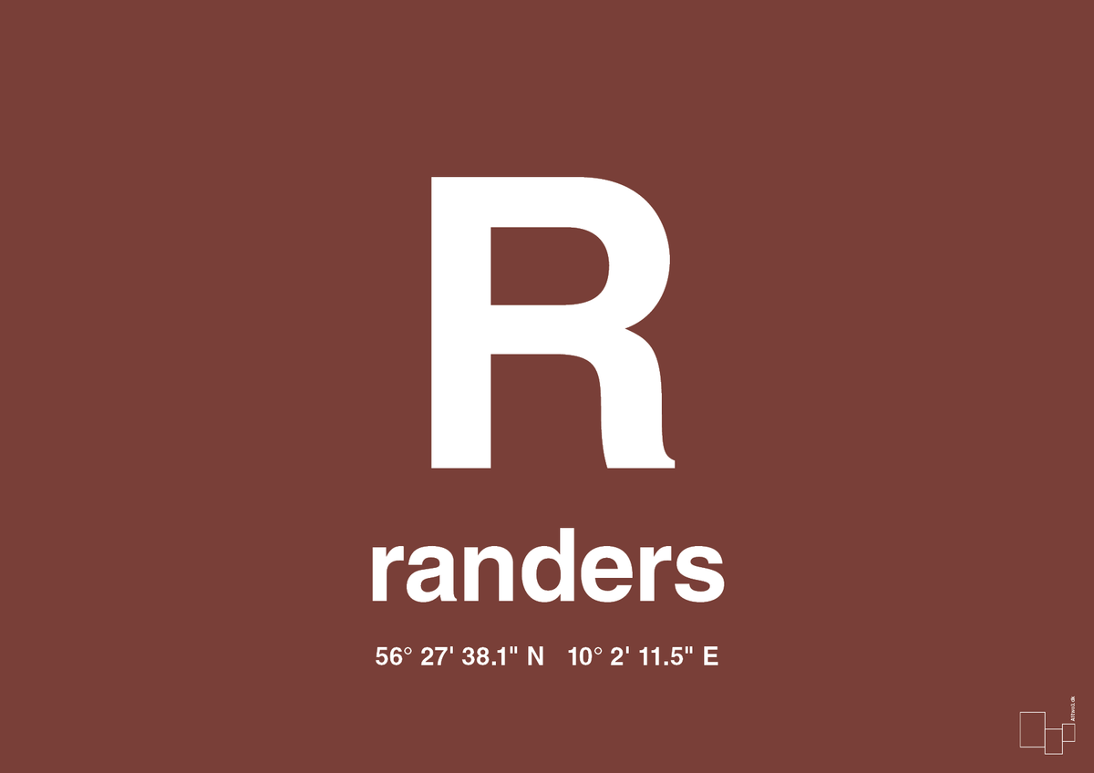 plakat: byplakat randers med koordinater - red pepper-Byer-A1two3