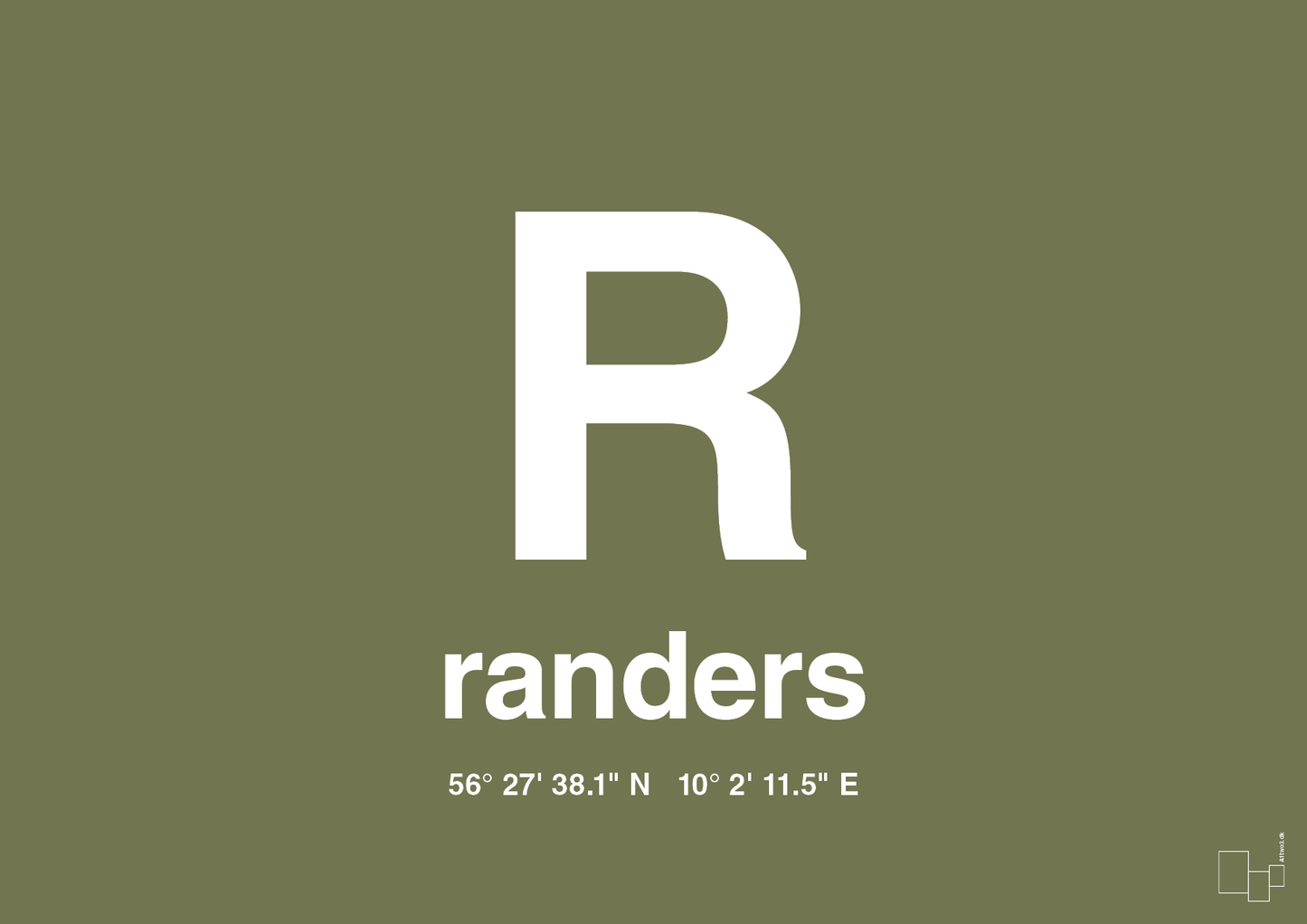 plakat: byplakat randers med koordinater - secret meadow-Byer-A1two3