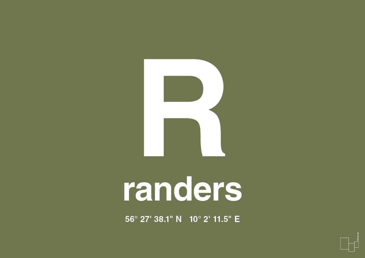 plakat: byplakat randers med koordinater - secret meadow-Byer-A1two3