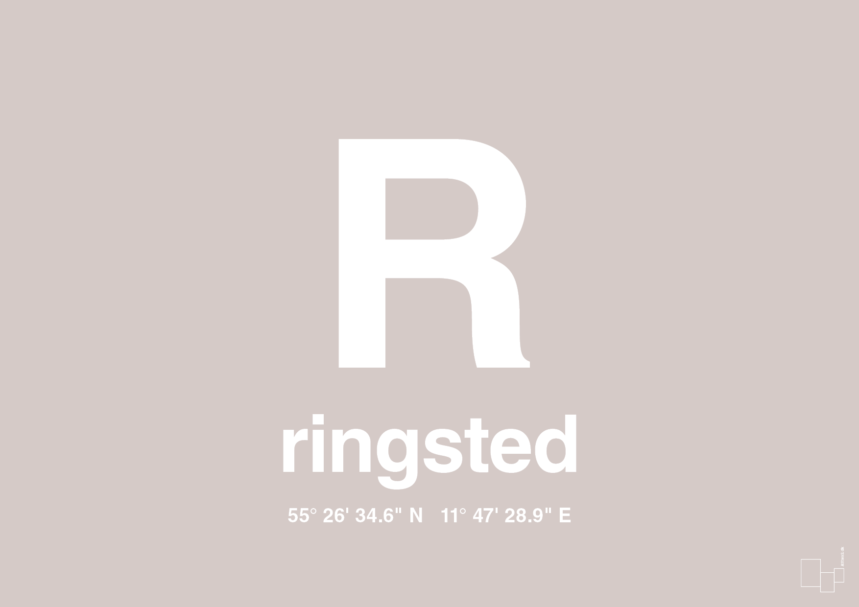 plakat: byplakat ringsted med koordinater - broken beige-Byer-A1two3