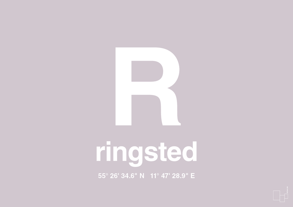 plakat: byplakat ringsted med koordinater - dusty lilac-Byer-A1two3
