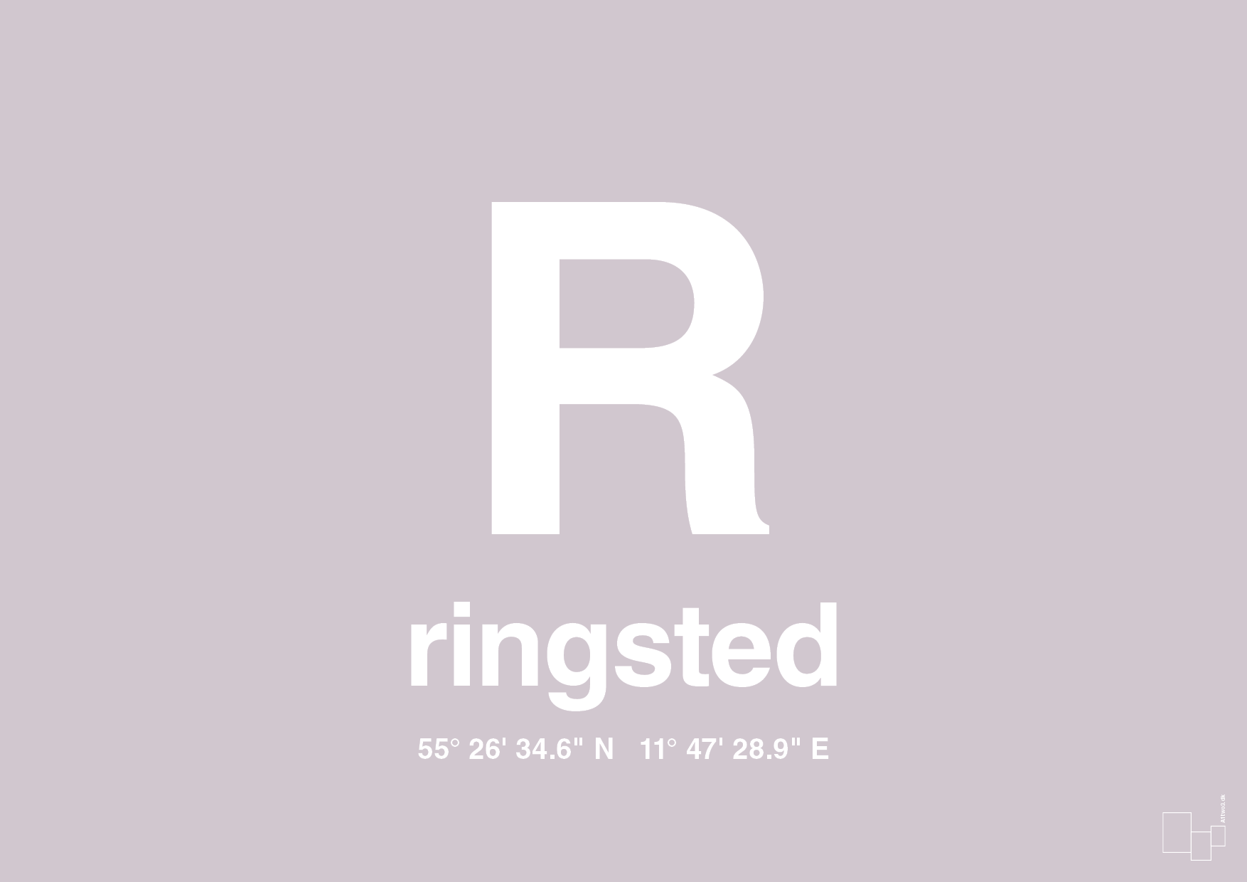 plakat: byplakat ringsted med koordinater - dusty lilac-Byer-A1two3