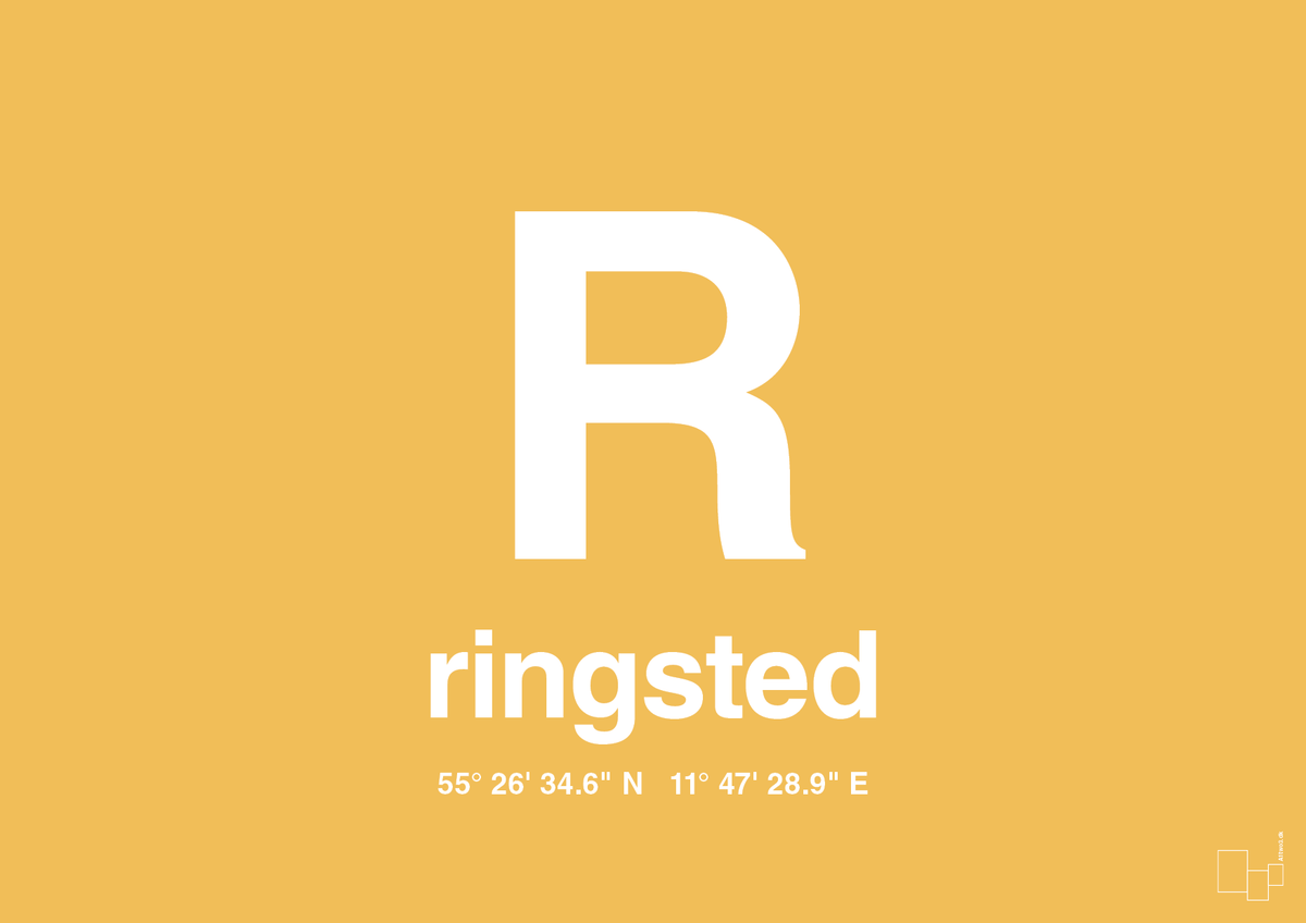 plakat: byplakat ringsted med koordinater - honeycomb-Byer-A1two3