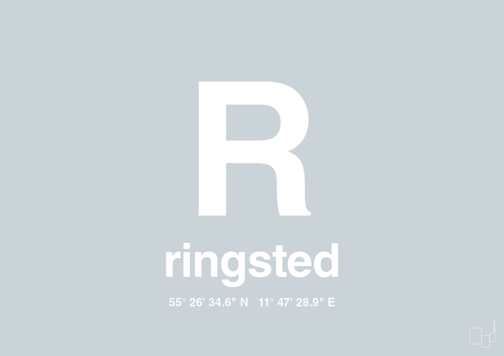 plakat: byplakat ringsted med koordinater - light drizzle-Byer-A1two3