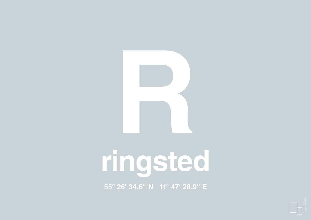 plakat: byplakat ringsted med koordinater - light drizzle-Byer-A1two3