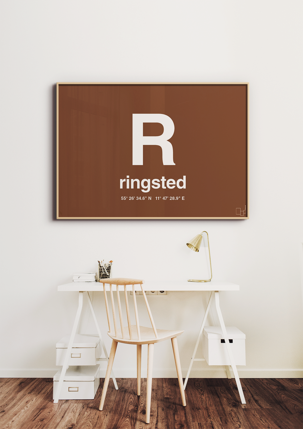 plakat: byplakat ringsted med koordinater - graphic charcoal-Byer-A1two3