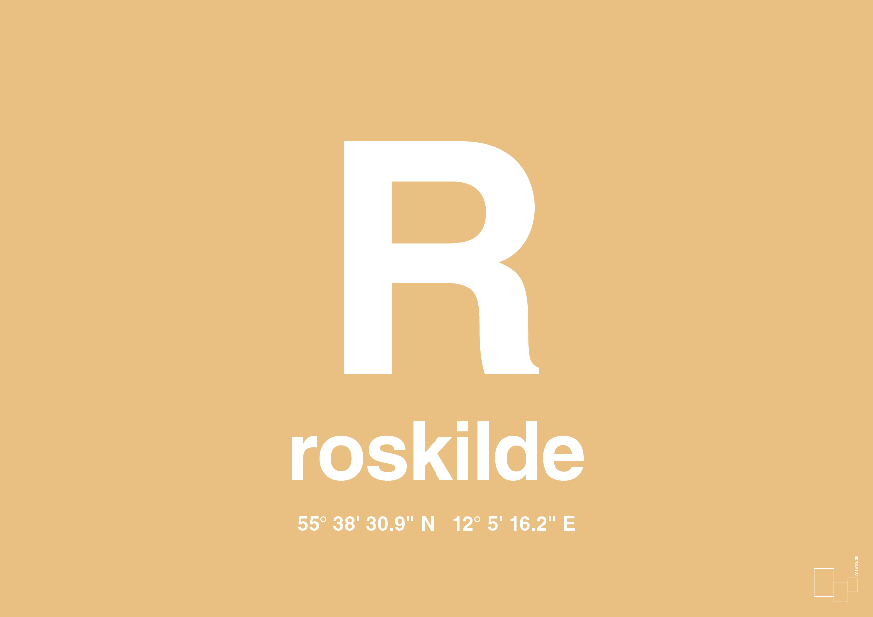 plakat: byplakat roskilde med koordinater - charismatic-Byer-A1two3