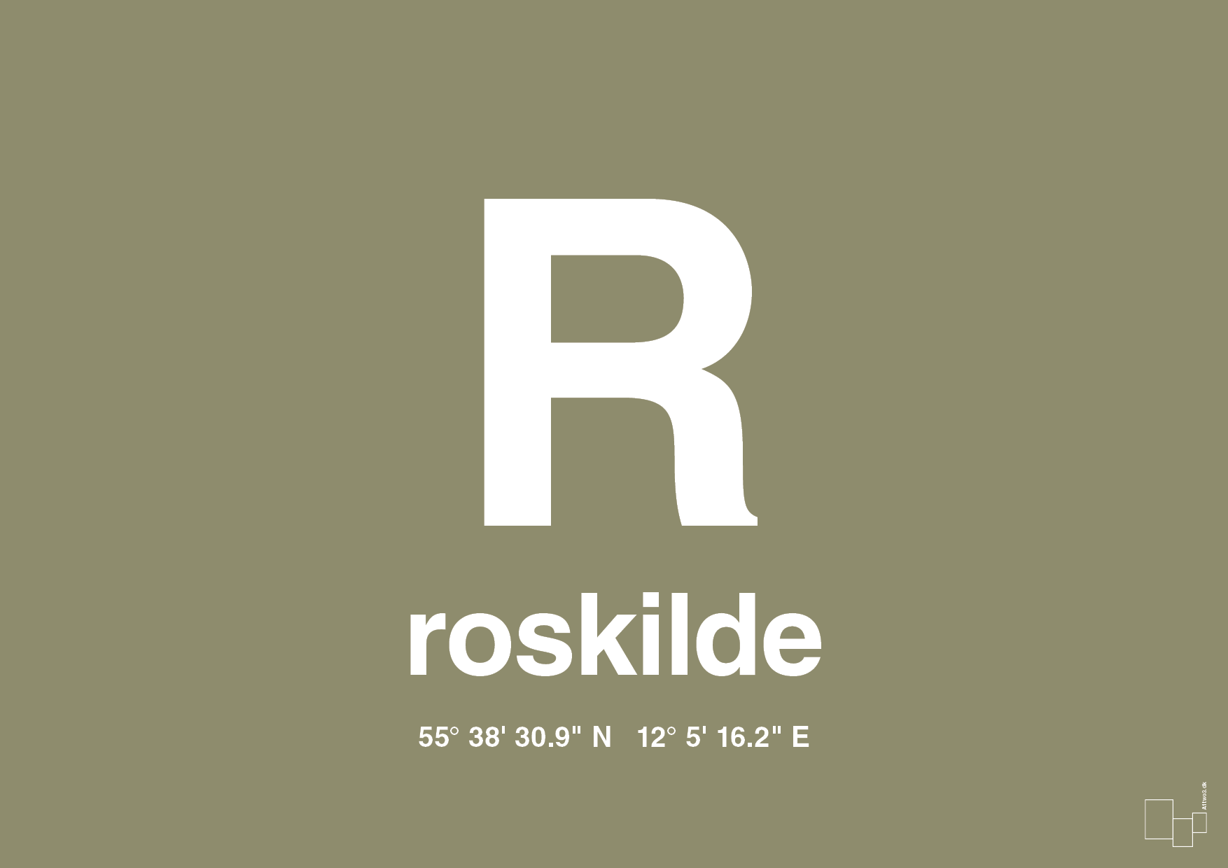 plakat: byplakat roskilde med koordinater - misty forrest-Byer-A1two3
