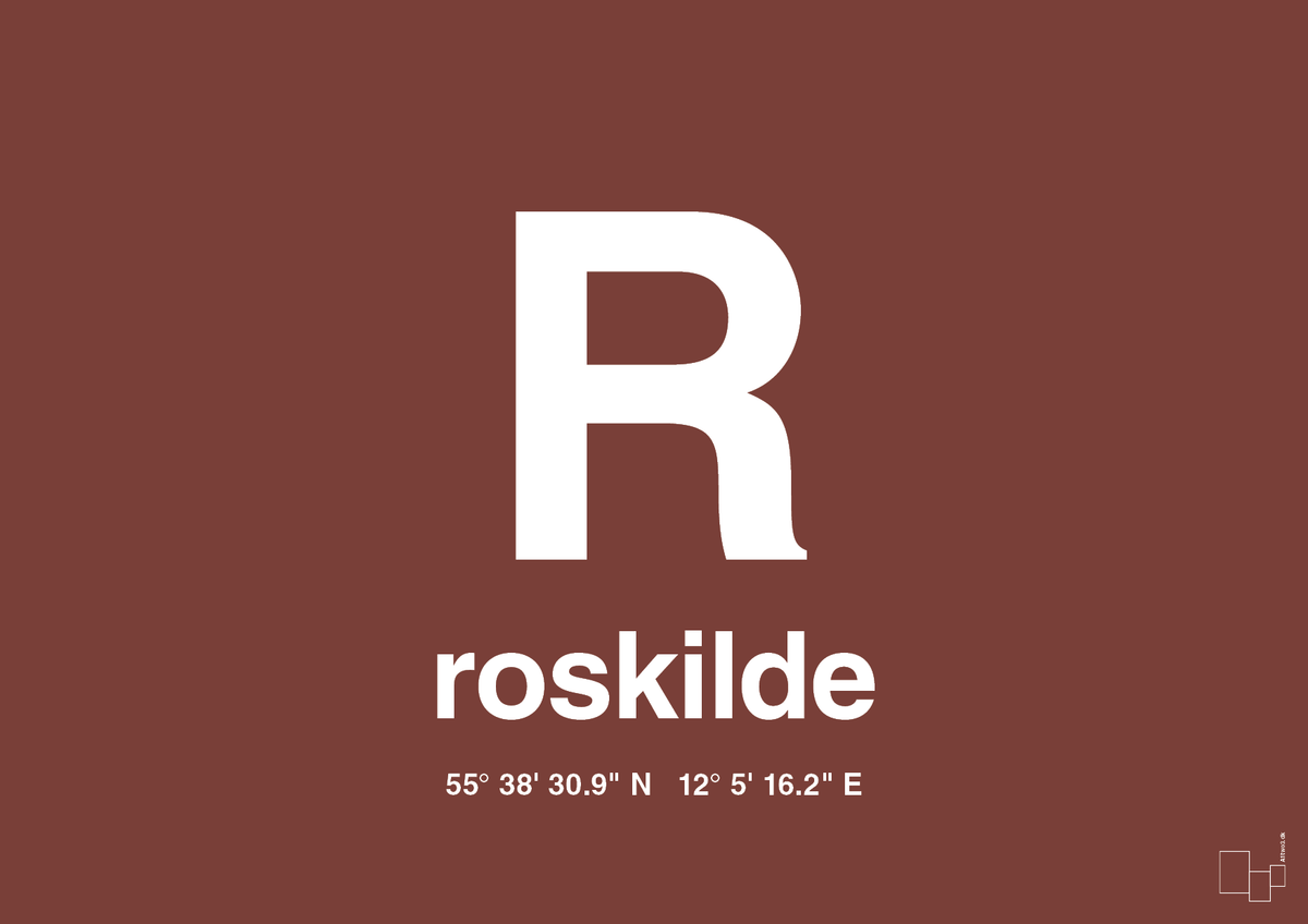 plakat: byplakat roskilde med koordinater - red pepper-Byer-A1two3