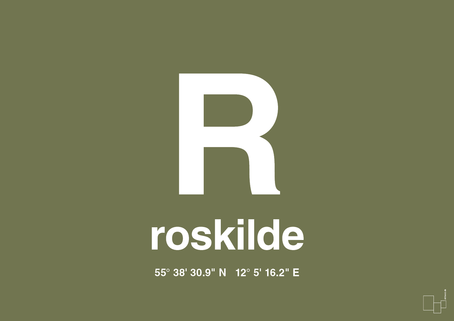 plakat: byplakat roskilde med koordinater - secret meadow-Byer-A1two3