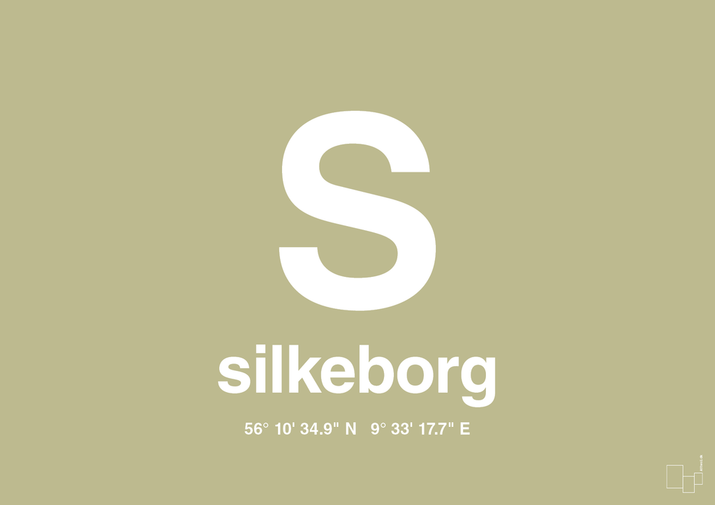 plakat: byplakat silkeborg med koordinater - back to nature-Byer-A1two3