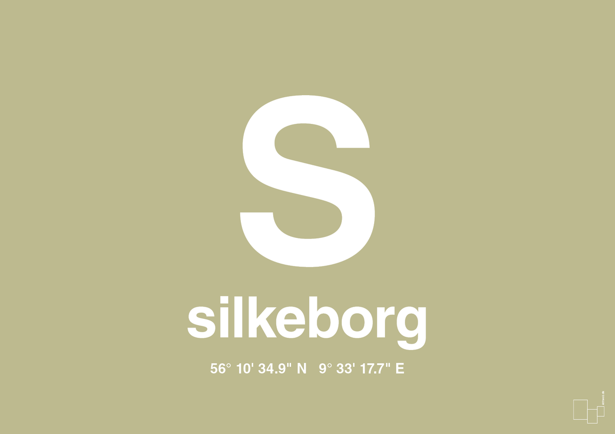 plakat: byplakat silkeborg med koordinater - back to nature-Byer-A1two3