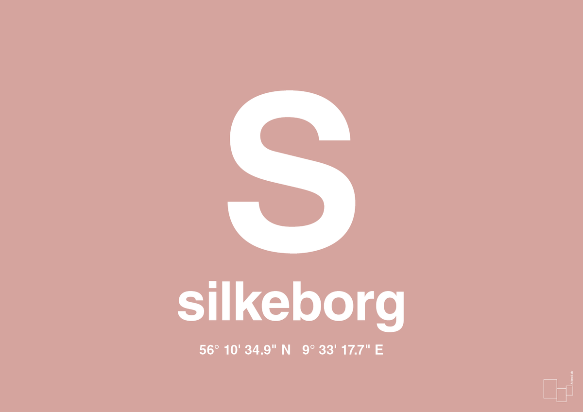 plakat: byplakat silkeborg med koordinater - bubble shell-Byer-A1two3