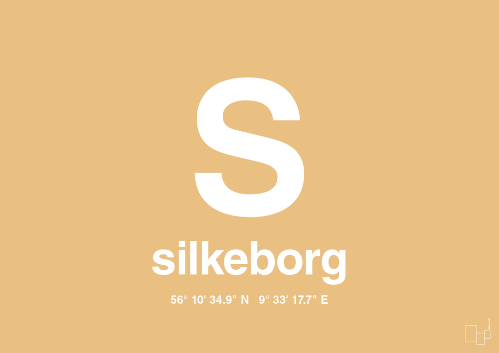 plakat: byplakat silkeborg med koordinater - charismatic-Byer-A1two3