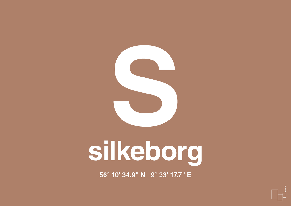 plakat: byplakat silkeborg med koordinater - cider spice-Byer-A1two3