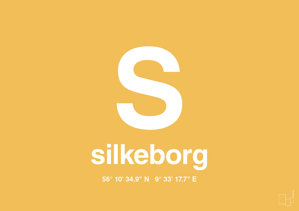 plakat: byplakat silkeborg med koordinater - honeycomb-Byer-A1two3