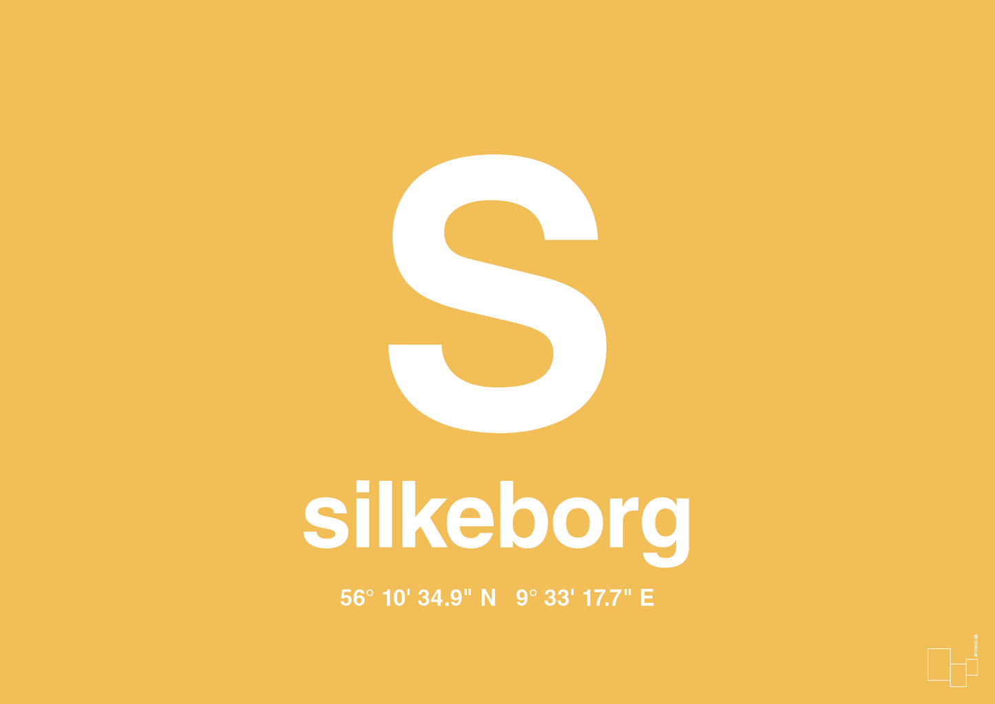 plakat: byplakat silkeborg med koordinater - honeycomb-Byer-A1two3