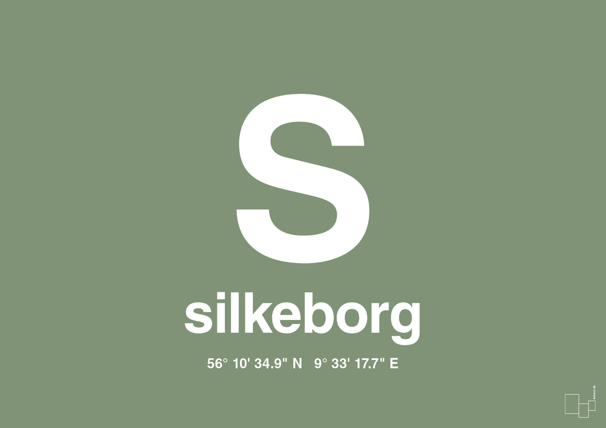 plakat: byplakat silkeborg med koordinater - jade-Byer-A1two3