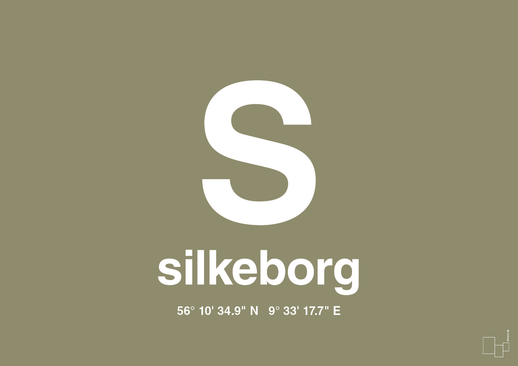 plakat: byplakat silkeborg med koordinater - misty forrest-Byer-A1two3