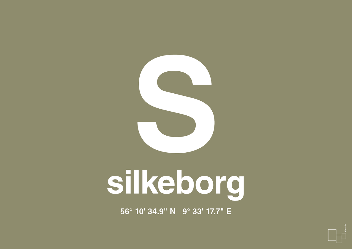 plakat: byplakat silkeborg med koordinater - misty forrest-Byer-A1two3