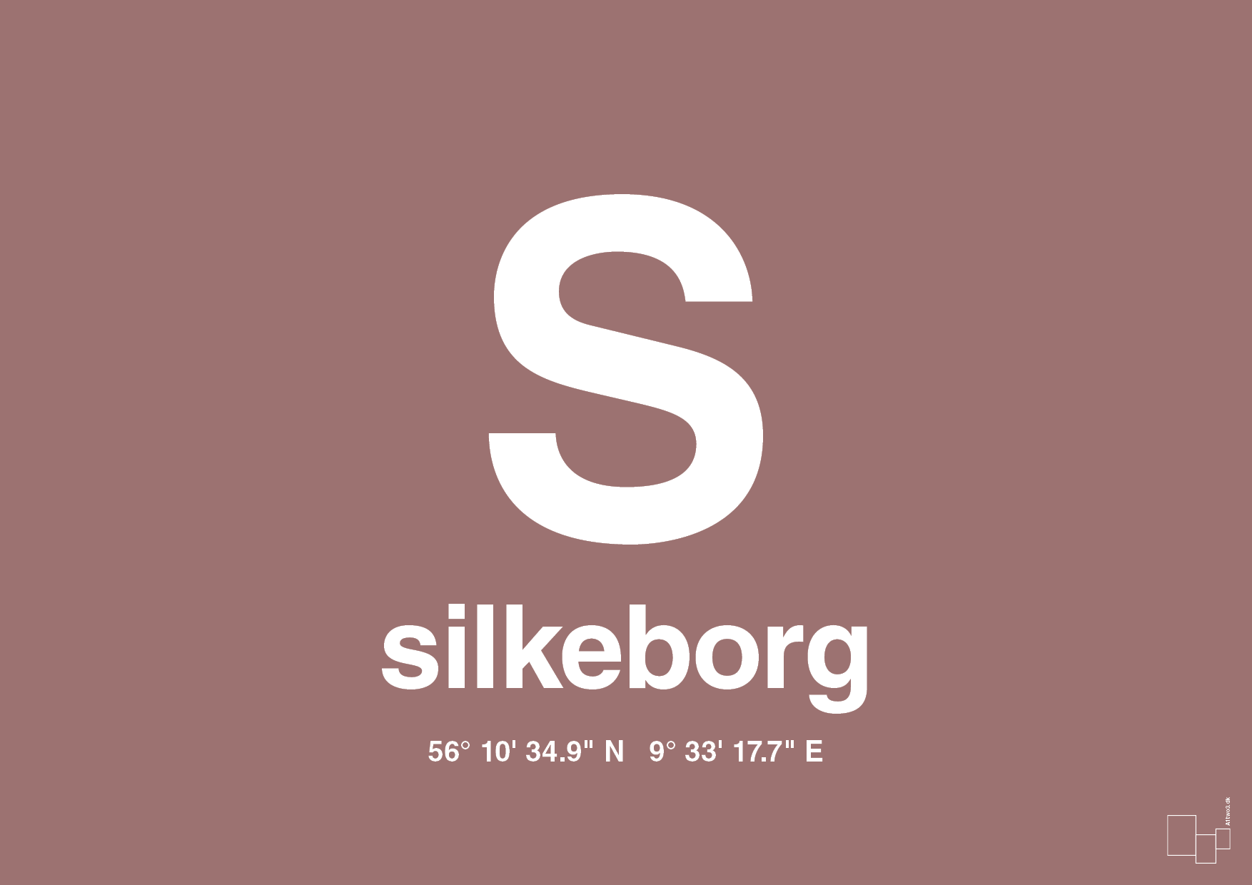 plakat: byplakat silkeborg med koordinater - plum-Byer-A1two3