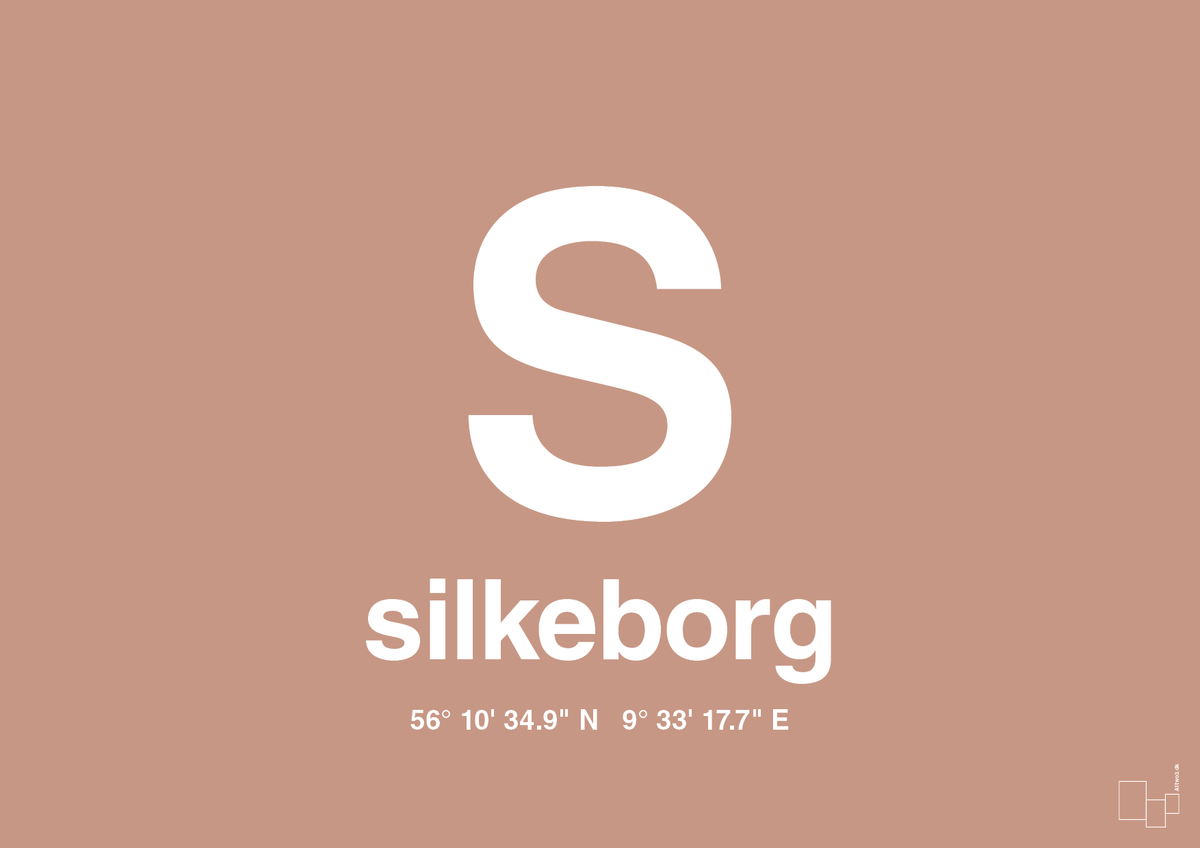 plakat: byplakat silkeborg med koordinater - powder-Byer-A1two3