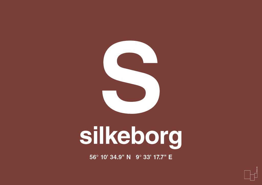 plakat: byplakat silkeborg med koordinater - red pepper-Byer-A1two3