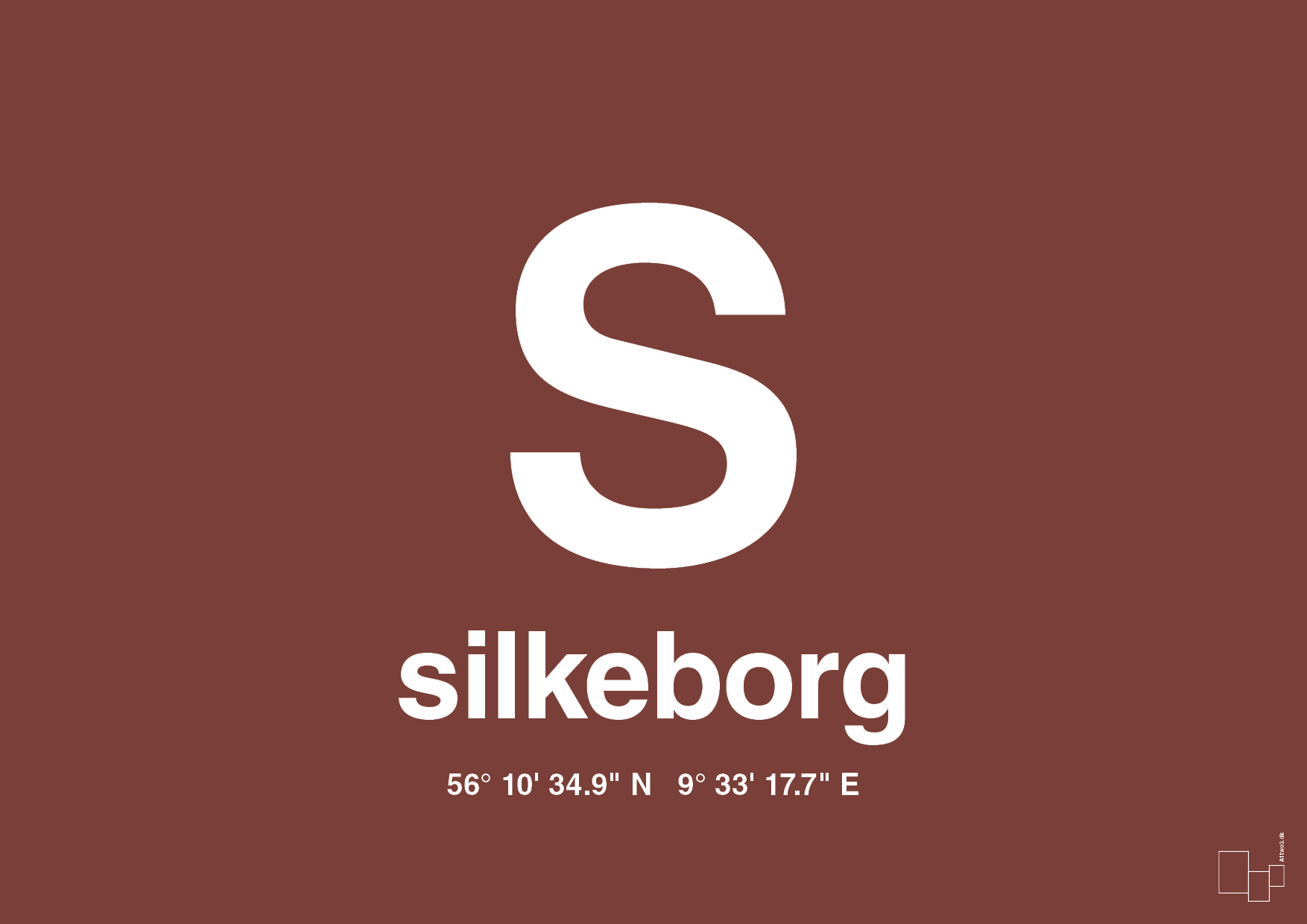 plakat: byplakat silkeborg med koordinater - red pepper-Byer-A1two3
