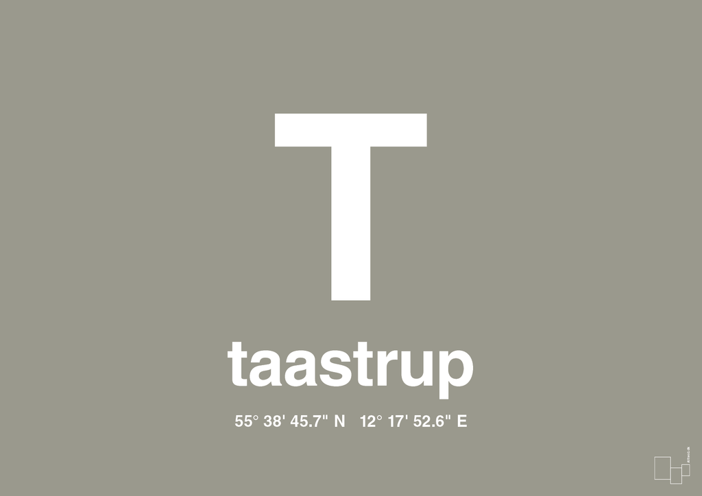 plakat: byplakat taastrup med koordinater - battleship gray-Byer-A1two3