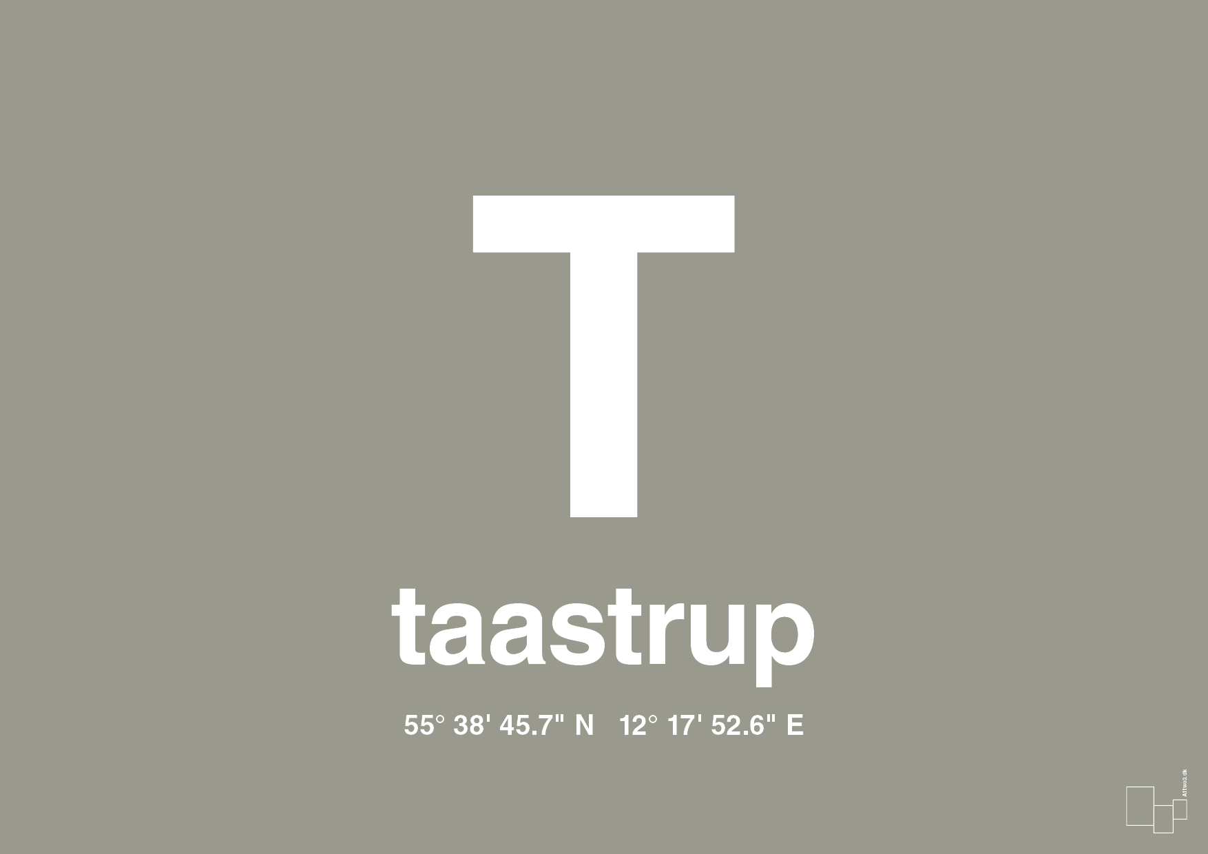 plakat: byplakat taastrup med koordinater - battleship gray-Byer-A1two3